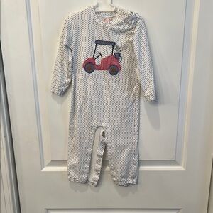 Cotton Polka Dot Kids One Piece with Golf Cart